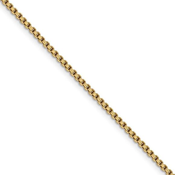 1.75mm 14k Yellow Gold Hollow Round Box Chain Necklace 18 Inch